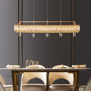 Alta calidad decoración del hogar LED Luz Hotel Villa rectangular lujo K9 cristal oro araña - Product Image 2