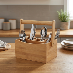 Caddie portable en bois écologique imprimé avec logo, non pliable, taille personnalisable, style américain, peinture au four pour rangement de cuisine - Product Image 1