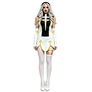 Disfraz de monja blanca con flores que caen en las nubes, disfraz gótico para mujer, disfraz de Halloween, juego de rol - Product Image 2