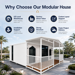 Casa Contenedor Modular Moderna con Estructura de Acero, Villa Prefabricada con Porche Exterior, Solución Completa para Proyectos, Casas Pequeñas NewGen de 20 Pies, 5 Años de Garantía - Product Image 1