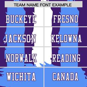 Maillots de football américain personnalisés avec motif graffiti violet, bleu poudre et blanc - Product Image 3