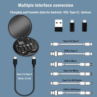 Kabel USB Tipe C 60W, Kit adaptor antarmuka USB-C dengan lampu mikro, pemegang kartu SIM 5 in 1 kotak penyimpanan kabel Data Multi USB