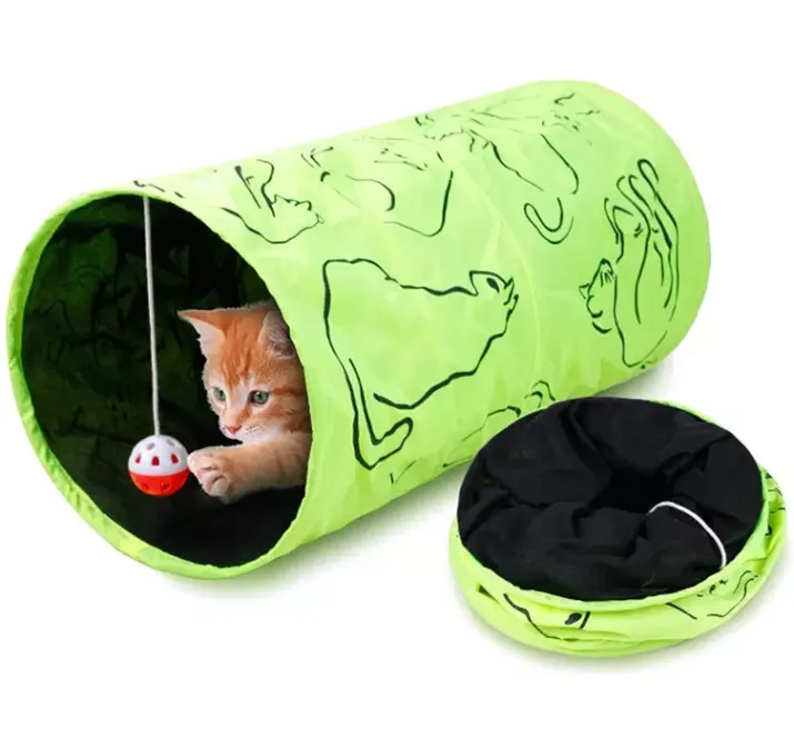 Производитель интерактивных игрушек для домашних животных, бумажный звон, туннельная трубка для кошек с плюшевым шариком, игрушки, складные