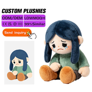 Poupée en peluche personnalisée, fille triste qui pleure, en tissu doux, pour la décoration de chambre, service de conception personnalisée - Product Image 1