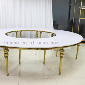 Moderno di lusso in acciaio inox bianco <span class=keywords><strong>S</strong></span> forma di evento banchetto serpentina tavolo per eventi festa di nozze quattro pezzi tavola rotonda - Product Image 1