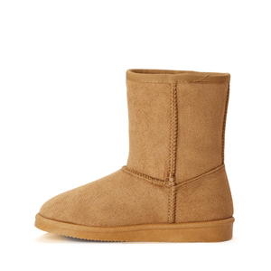 Camel Suede Look Mid Calf Winter <b>Boots</b> Slip On Stitched Classic Warm Shoes - Product Image 3