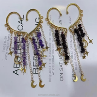 Elf Lily of the Crystal grava Valley Tassels Ear Cuff Bride Earclip Pendientes amatista Hada pendiente Joyería para mujer (un par)