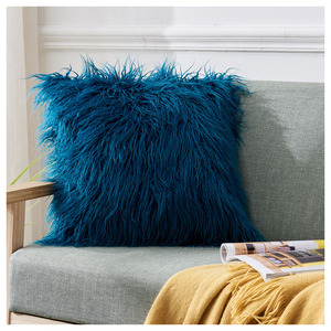 Faux Fur <b>Throw</b> Pillow Square Solid Color Plush Cushion Cover For Living Room Sofa Bedroom Decor - Product Image 5