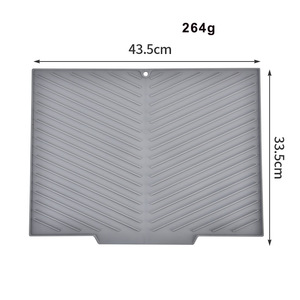 แผ่นรองน้ำหยดทรงสี่เหลี่ยมสีเทาสำหรับอ่างล้างจานในครัว ป้องกันการลื่นไถล พร้อมลายทาง สำหรับใช้บนเคาน์เตอร์ - Product Image 2