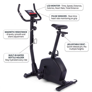 Vélo d'exercice à résistance magnétique avec volant d'inertie de 4,5 kg, moniteur de fréquence cardiaque, écran LCD et compteur manuel – Vélo d'exercice magnétique <span class=keywords><strong>cardio</strong></span> pour la maison - Product Image 3