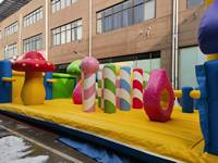 Aire de jeux gonflable extérieure sur le thème des champignons, château gonflable pour enfants à vendre
