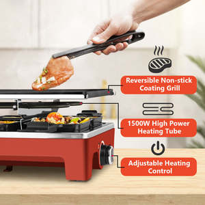 Parrilla eléctrica <span class=keywords><strong>Raclette</strong></span> de 3 capas para 8 personas con 8 sartenes pequeñas antiadherentes 2 en 1 - Product Image 4