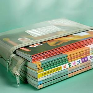 A4 Stationery <b>Storage</b> Bag Double-layer Mesh Zipper Bag Large Capacity Organizer Cosmetic Makeup Bag Transparent <b>File</b> Folders - Product Image 4