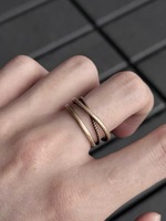 Bague ouverte torsadée en cuivre électroplaqué vieilli, style vintage et rétro, personnalisable, empilable, pour l'index, tendance Instagram