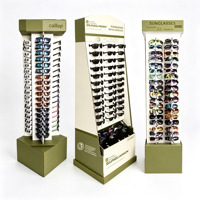 Présentoir de sol en carton ondulé personnalisé, pliable et rotatif, double face, pour lunettes et lunettes de soleil, pour magasin de détail
