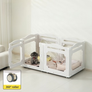 USMILEPET Personalizar HDPE + Paneles de Valla Transparente Acrílico Jaula <span class=keywords><strong>para</strong></span> Perros con <span class=keywords><strong>Ruedas</strong></span> Esgrima Puertas de Enrejado <span class=keywords><strong>para</strong></span> Casa Sala de Estar - Product Image 1