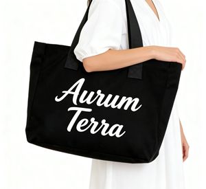 Sac de shopping en toile de coton réutilisable extra large pour femmes avec logo personnalisé, poches zippées, longue poignée en corde - Product Image 4