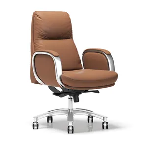 Office Furniture Modern Luxury "Lesther" Dark Brown Tan Leather Office Chair