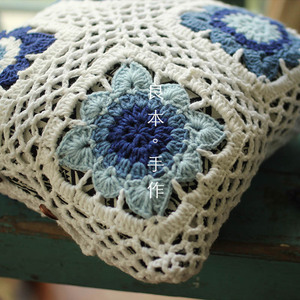 Buatan Tangan Rajutan Rajutan Bantal Sofa Bantal, Nordic Wol Kait Bunga Nenek Persegi Bantal Bantal - Product Image 6