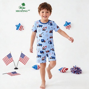 Pyjamas personnalisés pour bébés Miozing pour la fête de l'Indépendance, ensemble de vêtements pour enfants, vêtements pour bébés en bambou, petite commande de vêtements pour bébés - Product Image 1