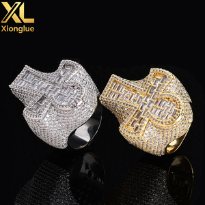 18K Gold Plated Copper Hip-hop Zircon <b>Cross</b> <b>Ring</b> for Unisex High-end Retro Style - Product Image 6