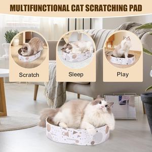 Rascador de Cartón Corrugado Ovalado Ecológico y Resistente para Gatos, Rascador de Cartón para Gatos de Interior, Protector de Muebles - Product Image 1