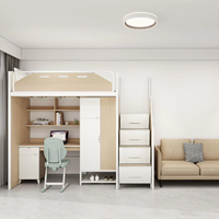 Lit double moderne en métal, mobilier pour dortoir, hôtel, école, lit superposé pour étudiant avec table et armoire