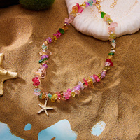 Collier ras du cou CUMAI en perles de pierres naturelles colorées et coquillages étoiles de mer, plaqué or, pour femme, accessoires de bijoux pour l'été et les fêtes à la plage