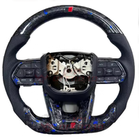 Volant de course en cuir personnalisé avec texture en fibre de carbone forgée 4x4 pour Toyota LC79 LC70 Hilux Fortuner avec LED