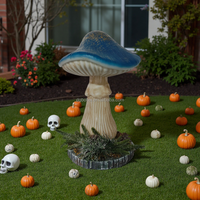 Champignons toxiques bleus lumineux, décorations réalistes de plantes vertes pour Halloween
