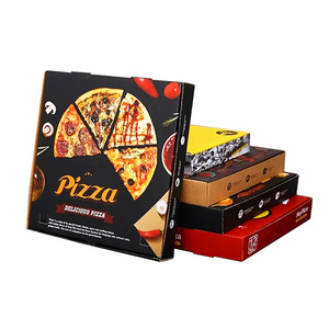 Hộp Bánh Pizza Màu Đen Bằng Giấy Sinh Thái Đóng Gói Hình Tam Giác Hình Nón Hình Tròn Đóng Gói Hộp Bánh Pizza Màu Đen Có Logo