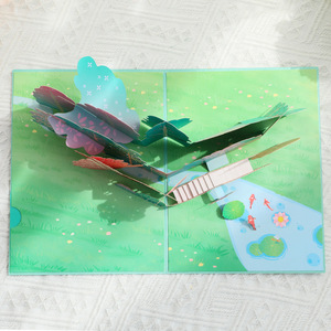 Tarjeta 3D Pop-up de Papel con Diseño de Bosque de Árboles Verdes de Verano, Corte Láser, Impresión UV, Laminado Mate, DIY para Tarjetas de Regalo, Disponible en Stock - Product Image 3