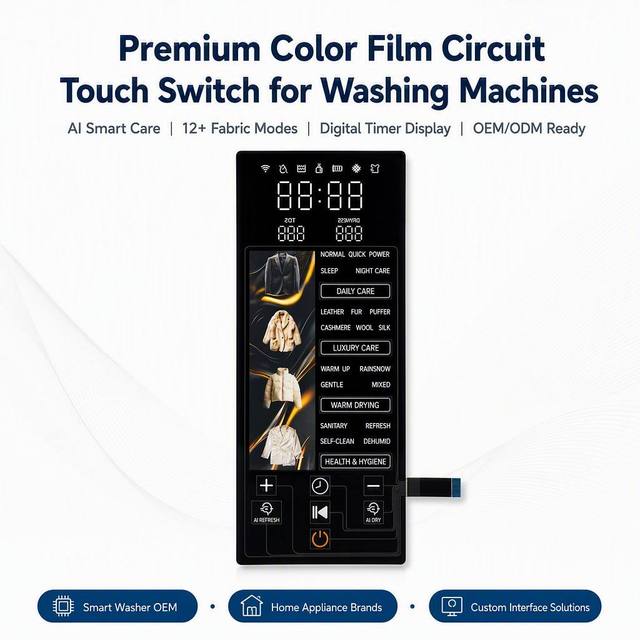 Factory Custom Capacitive 3D Touch Screen Film for Washing Machine-Waterproof Surface Mount Custom Color & Thickness