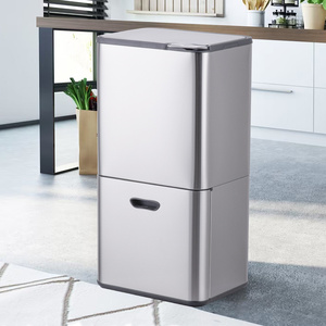 60L 3 ngăn tái chế bin với mềm chức năng đóng cửa nhà bếp thép không gỉ lớn tái chế chất thải Thùng rác có thể wbs119 - Product Image 6