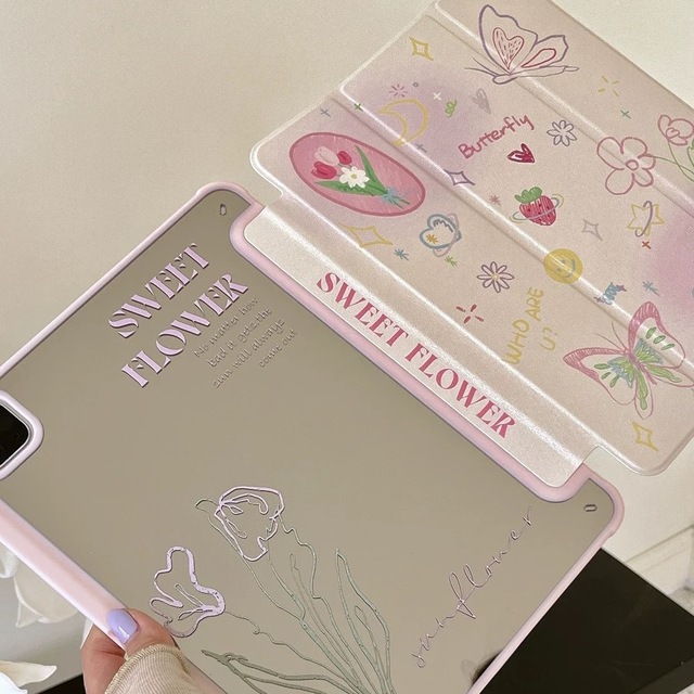For iPad Mini 6 Sweet Flower Luxury Acrylic PC Shockproof Tablet Protection Back Cover for iPad Air 3