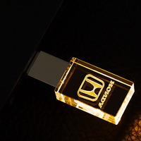 Memoria USB de Cristal con Logotipo Personalizado Gratuito, Unidad Flash USB de Alta Velocidad de 32 GB y 64 GB, Llave USB 2.0 con Luz LED, Pendrive