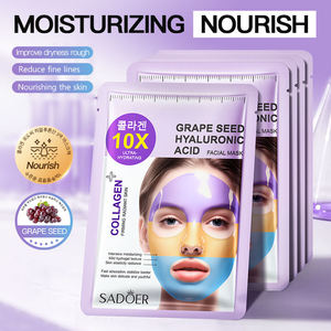 Masque facial hydrogel au collagène, à l'acide hyaluronique et aux pépins de raisin SADOER, format voyage, produit de beauté, marque privée OEM - Product Image 2