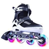 Patins à roulettes ajustables et lumineux, grandes tailles, roues en PU violettes, chaussures de fitness pour l'extérieur, pour enfants et adultes
