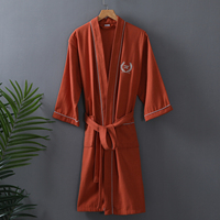 Peignoir en coton gaufré 100%, ultra doux, pour adultes, logo personnalisé OEM ODM, vente en gros pour hôtel, maison, spa
