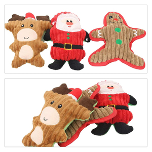 Pluche Interactief Piepend Speelgoed Kerstcadeau Inbegrepen Gember Man Rendier Kerstman 3 Stuks Set Hond Kerst Speelgoed - Product Image 4