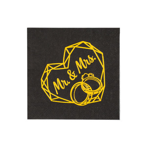 Mr & Mrs Wedding Napkins 250mm Square Paper Napkin Green White Black Party Tableware Birthday Decoration - Product Image 3