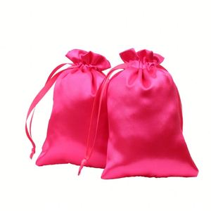 Sac de voyage personnalisé en satin de soie recyclable 20*30cm avec cordon de serrage pour l'emballage et le rangement de perruques, chaussures, sacs à main, et comme sac anti-poussière - Product Image 2