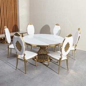 Đồ Nội Thất Phật Sơn Bộ Bàn Và Ghế Ăn Đá Tròn Hoàn Toàn Mới Thiết Kế Hiện Đại Bán Sỉ Bàn Ăn Ss 72 Inch - Product Image 3