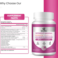 Qbioflex Vitamines pour femmes, capsules probiotiques, mélange de fibres prébiotiques, soutient l'équilibre de la microflore féminine, complément alimentaire