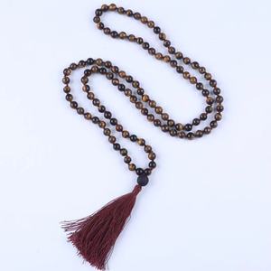 Pietra preziosa annodata a mano 108 perle di seta nappa <span class=keywords><strong>Mala</strong></span> perline collana per Yoga e meditazione - Product Image 6