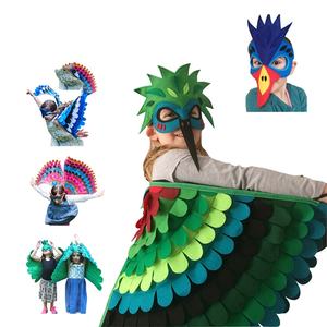बच्चों के पक्षी पंख 3 - 8 वर्ष की आयु के लिए, पक्षी का उल्लू और मोर मास्क पहनना, लड़कों की लड़कियों ने आंखों को मास्क और पंख महसूस किया - Product Image 2