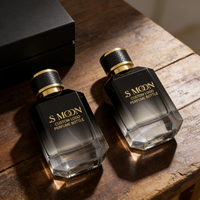 Flacon de parfum en verre carré noir dégradé, flacon de parfum vide rechargeable de luxe, 30 ml, 50 ml, 100 ml