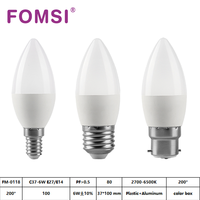 Ampoule LED à intensité variable FOMSI 6W, type bougie C37, culot E14/E27, AC 220V, sans scintillement, pour l'éclairage intérieur de la maison