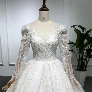 Luxury Long Sleeves Wedding Dresses Handmade <b>Sequined</b> Vintage Bridal Gown Lsbh23 - Product Image 5