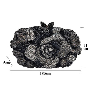 Flower hollow diamond evening banchetto borsa di cristallo borsa da donna pochette - Product Image 2